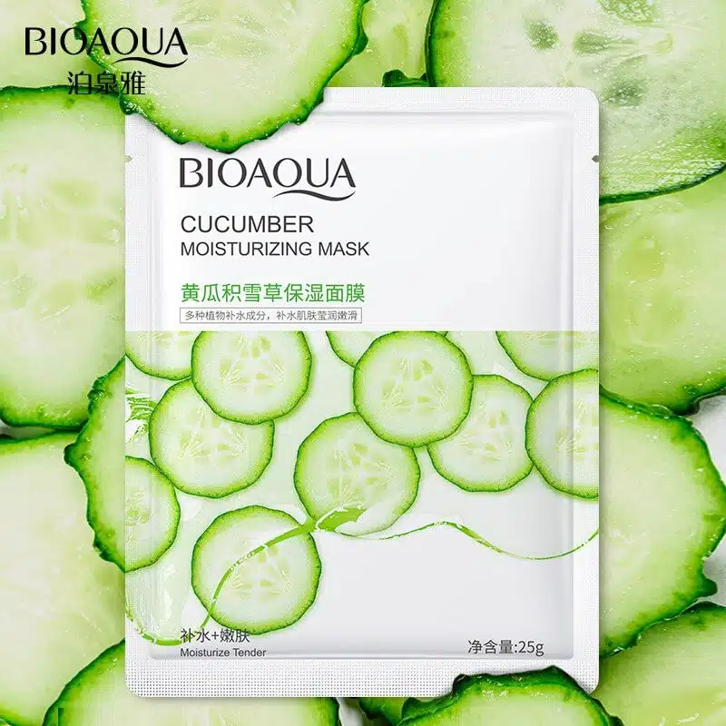 27d4a41b45e7355172b810a6ca44acda (1) BIOAQUA Cucumber Moisturizing Sheet Mask 25g – Refreshing & Hydrating Face Mask - Image 1
