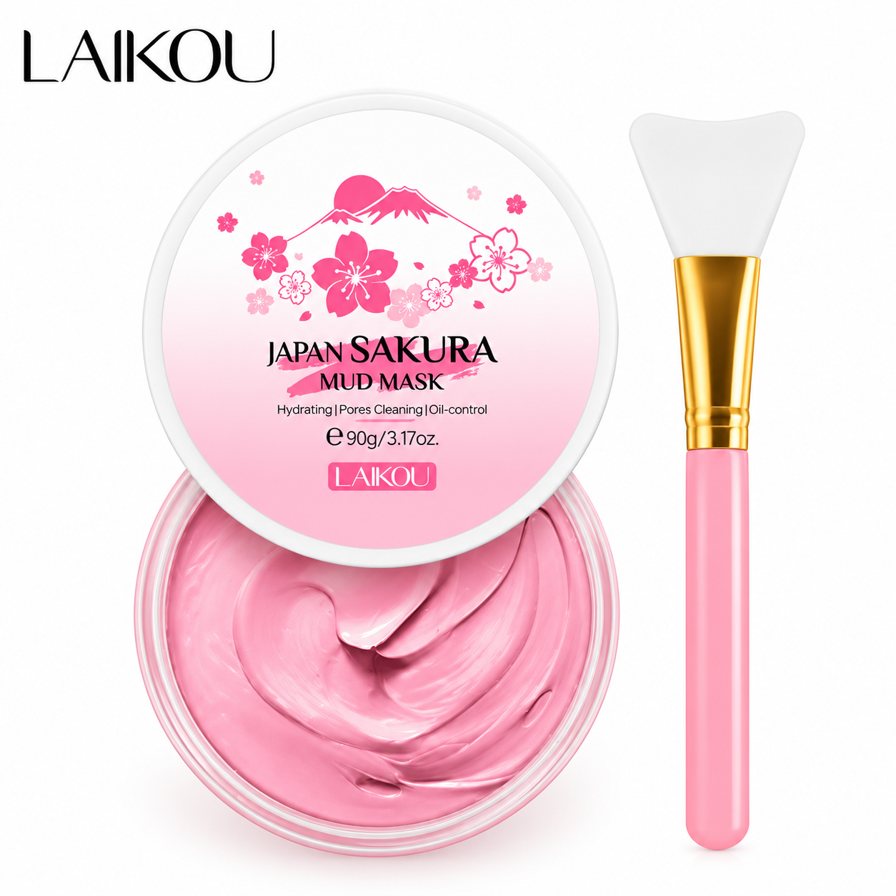 498202a3-762e-4326-8fc0-e9cf72574253 LAIKOU Japan Sakura Mud Mask 90g (with Applicator Brush) - Image 1