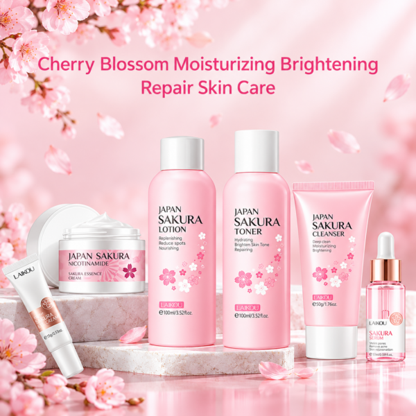 LAIKOU Japan Sakura Skincare Set 6pcs (Moisturizing & Brightening Repair Routine)