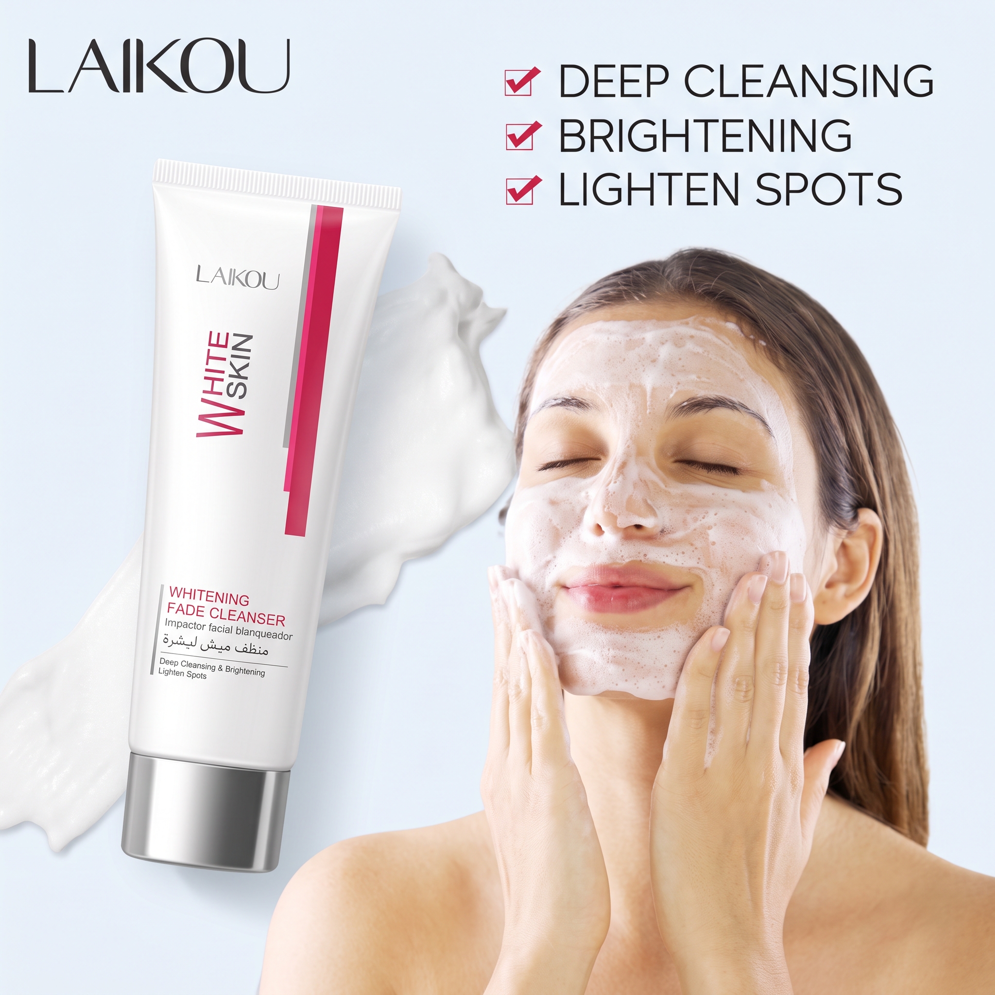 Gemini_Generated_Image_pzauzypzauzypzau LAIKOU White Skin Whitening Fade Cleanser – Deep Cleansing, Brightening & Lighten Spots Face Wash - Image 1