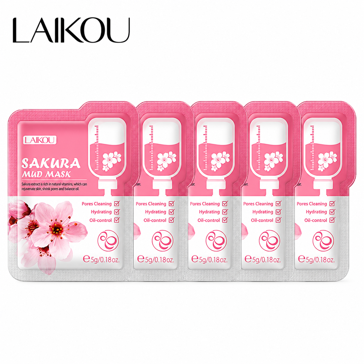 LAIKOU Sakura Mud Mask Sachet Set LAIKOU Sakura Mud Mask 5g - Image 1