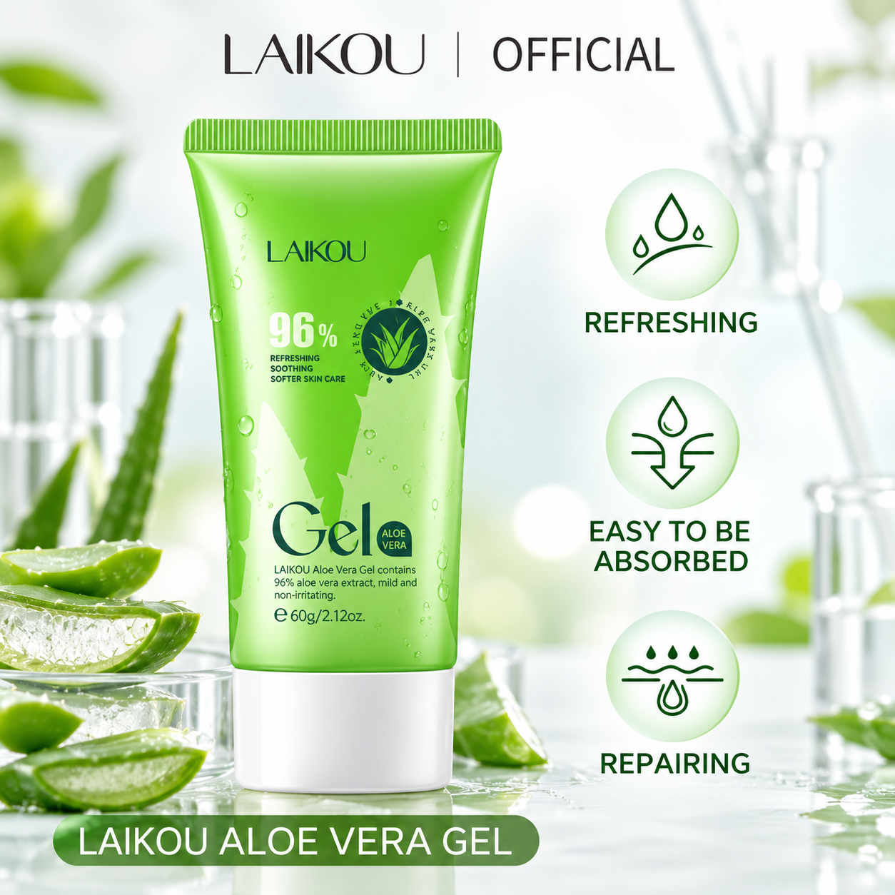 b5195d45-de9a-4e18-a68d-7007f6de0068 LAIKOU 96% Aloe Vera Gel 60g - Image 1