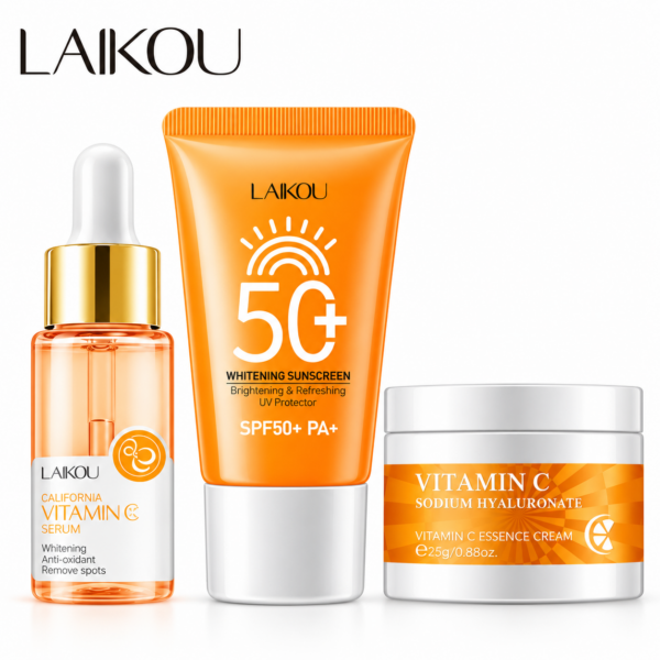LAIKOU Vitamin C 3-Piece Brightening & Sun Protection Skincare Routine Set