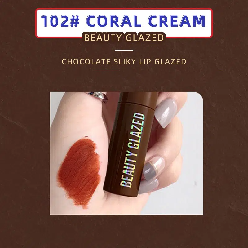 imgi_1_102 Beauty Glazed Chocolate Silky Lip Glazed - 102 Coral Cream - Image 1