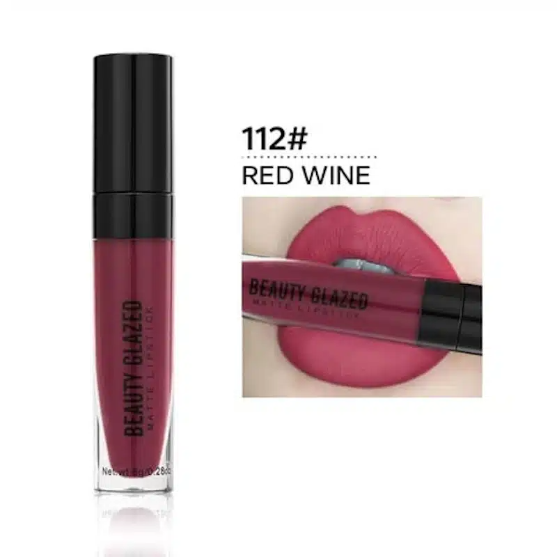 imgi_1_112 Beauty Glazed Liquid Matte Lipstick - 112 Red Wine - Image 1