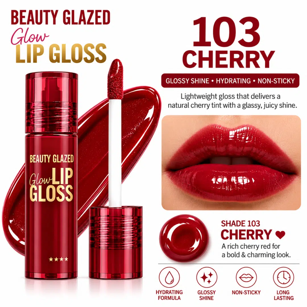 imgi_1_Beauty-Glazed-Glow-Lip-Gloss-Cherry-103-1 Beauty Glazed Glow Lip Gloss - Shade 103 Cherry - Image 1