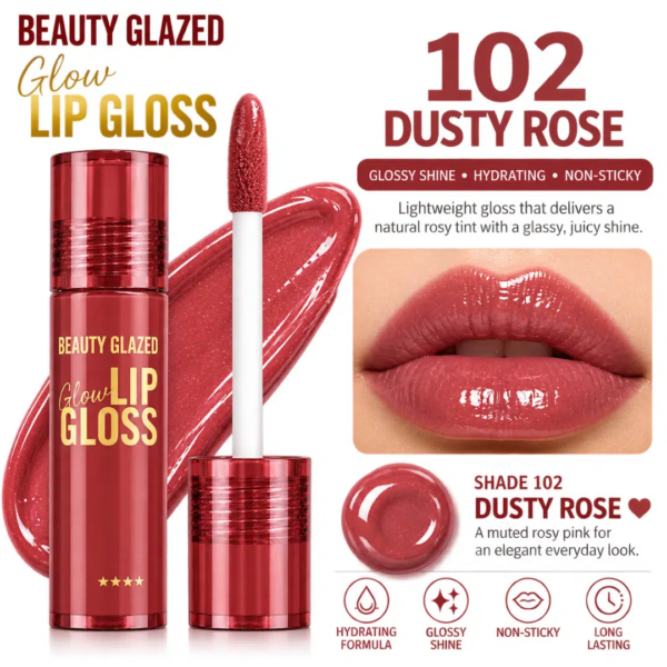 Beauty Glazed Glow Lip Gloss - Shade 102 Dusty Rose