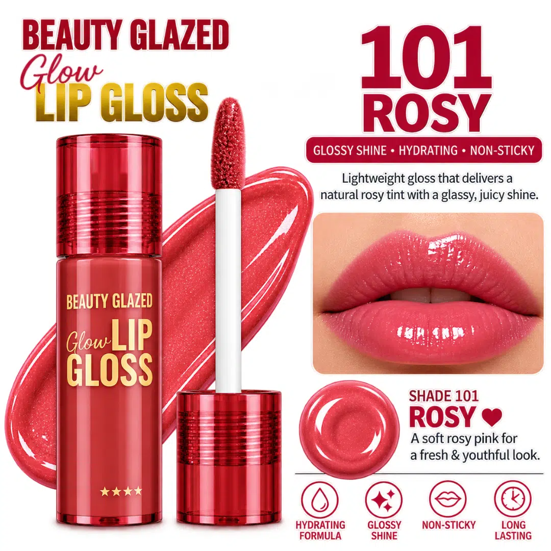 imgi_1_Beauty-Glazed-Glow-Lip-Gloss-Rosy-101-1 Beauty Glazed Glow Lip Gloss - Shade 101 Rosy - Image 1