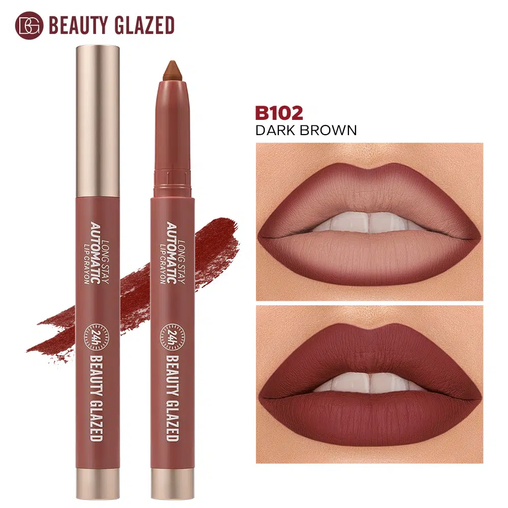 imgi_1_Beauty-Glazed-Lip-Crayon-Dark-Brown-B102 Beauty Glazed Long Stay 24h Automatic Lip Crayon (B102 Dark Brown) - Image 1
