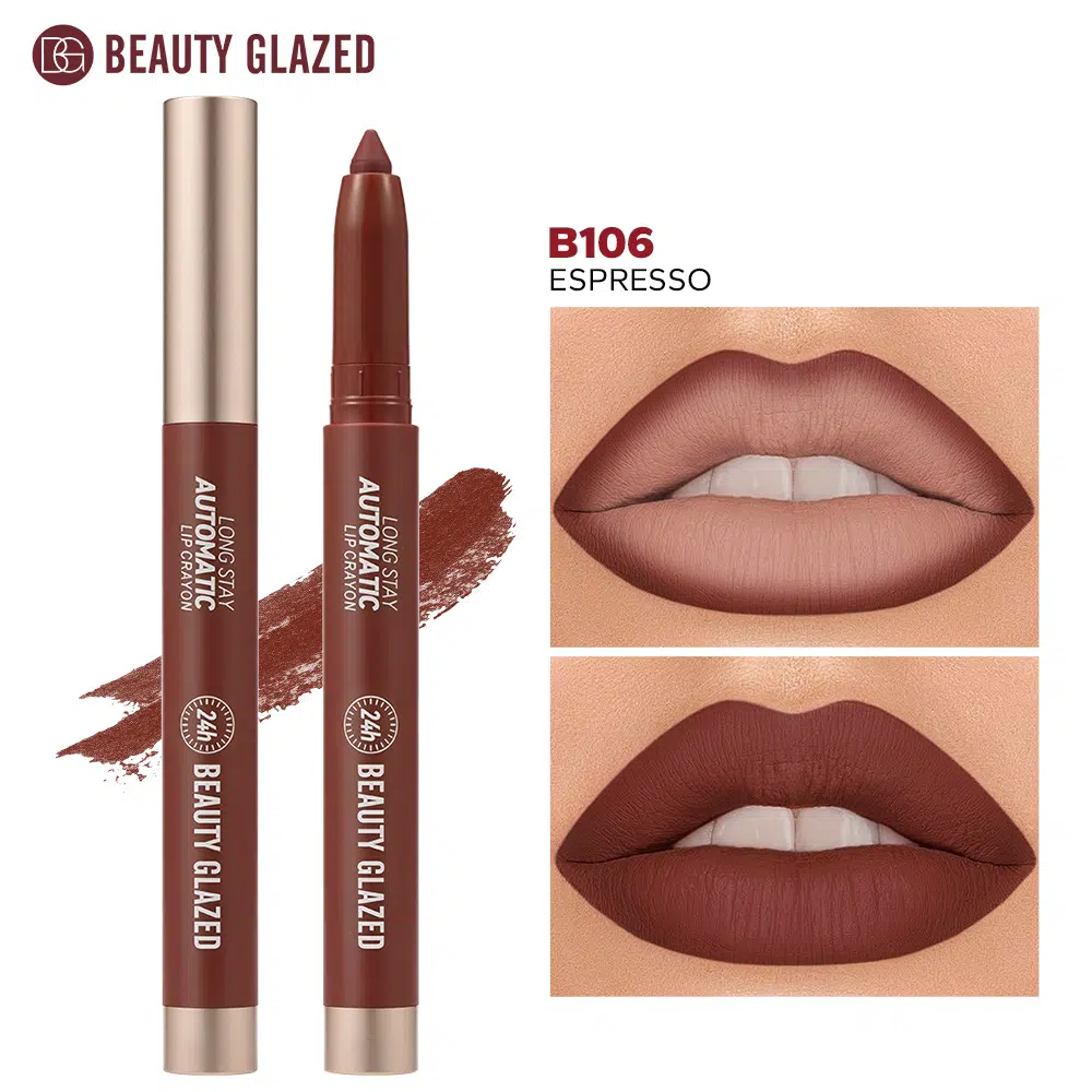 imgi_1_Beauty-Glazed-Lip-Crayon-Espresso-B106 Beauty Glazed Long Stay 24h Automatic Lip Crayon (B106 Espresso) - Image 1