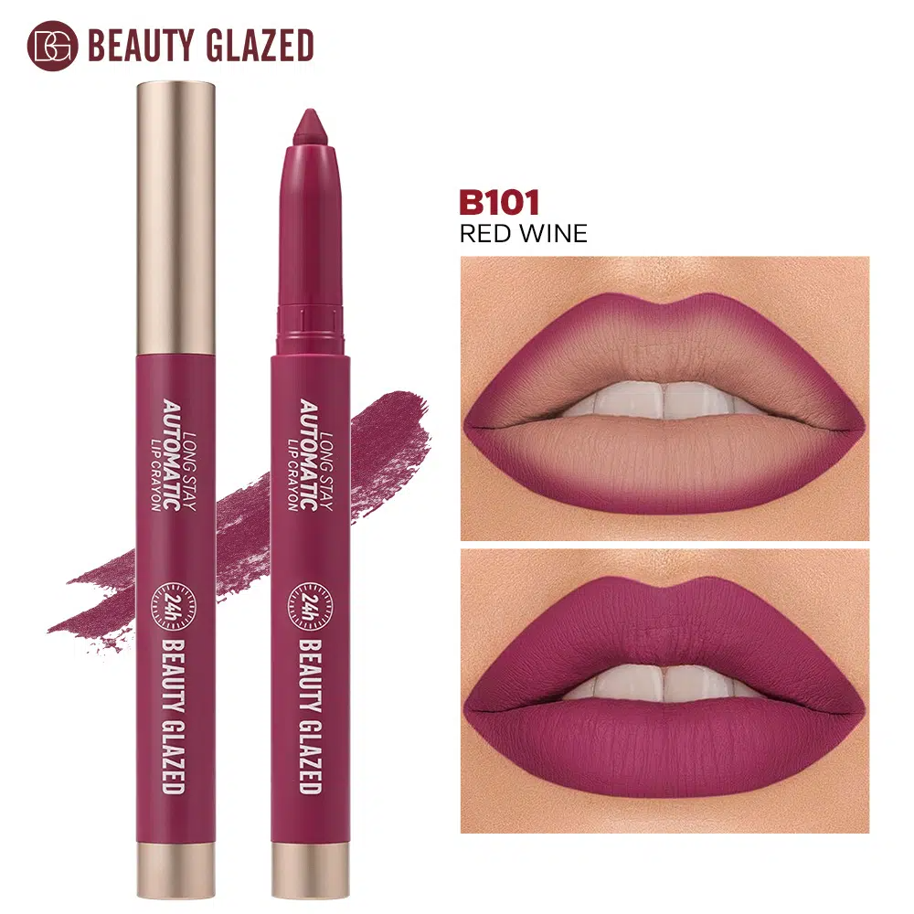 imgi_1_Beauty-Glazed-Lip-Crayon-Red-Wine-B101 Beauty Glazed Long Stay Automatic Lip Crayon - Shade B101 Red Wine - Image 1