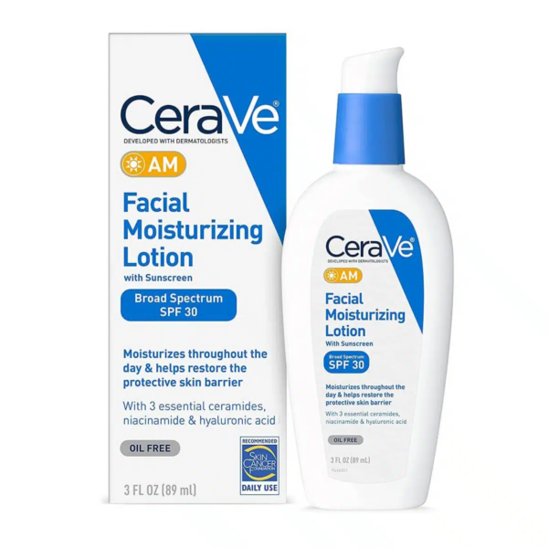CeraVe AM Facial Moisturizing Lotion with Sunscreen SPF 30 89ml – Daily Face Moisturizer for All Skin Types