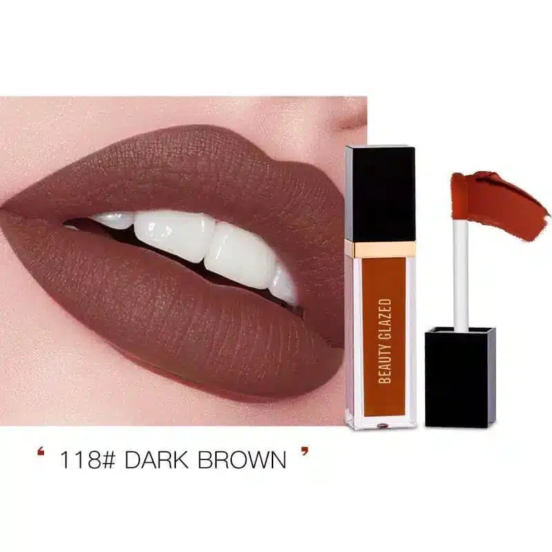 imgi_1_beauty-glazed-matte-liquid-lipstick-Dark-Brown-118 Beauty Glazed Matte Liquid Lipstick - Shade 118 Dark Brown - Image 1