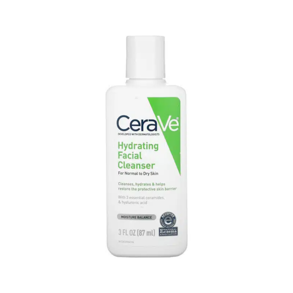 CeraVe Hydrating Facial Cleanser 87ml – Gentle Moisturizing Face Wash for Normal to Dry Skin