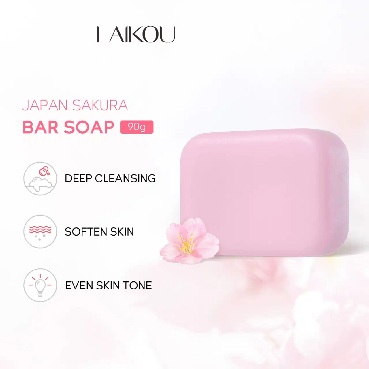 imgi_1_photo_2024-11-25_17-27-40 LAIKOU Japan Sakura Bar Soap 90g - Image 1